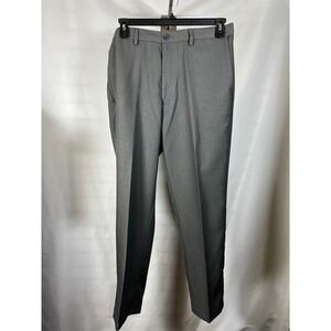 Haggar Cool 18 Mens Classic Fit Gray Dress Pants Flat Front Slacks 36x31